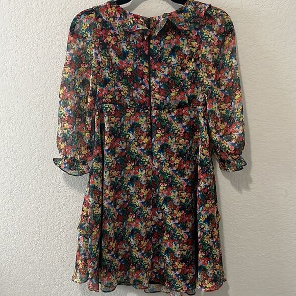 MARCHESA NOTTE MINI Girl's Floral Printed Chiffon Ruffled Dress, Size 10 - Picture 7 of 10